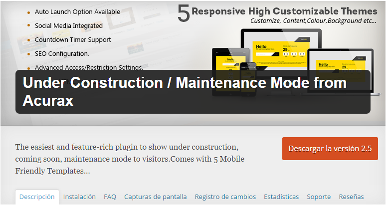 Under Construction Maintenance Mode from Acurax